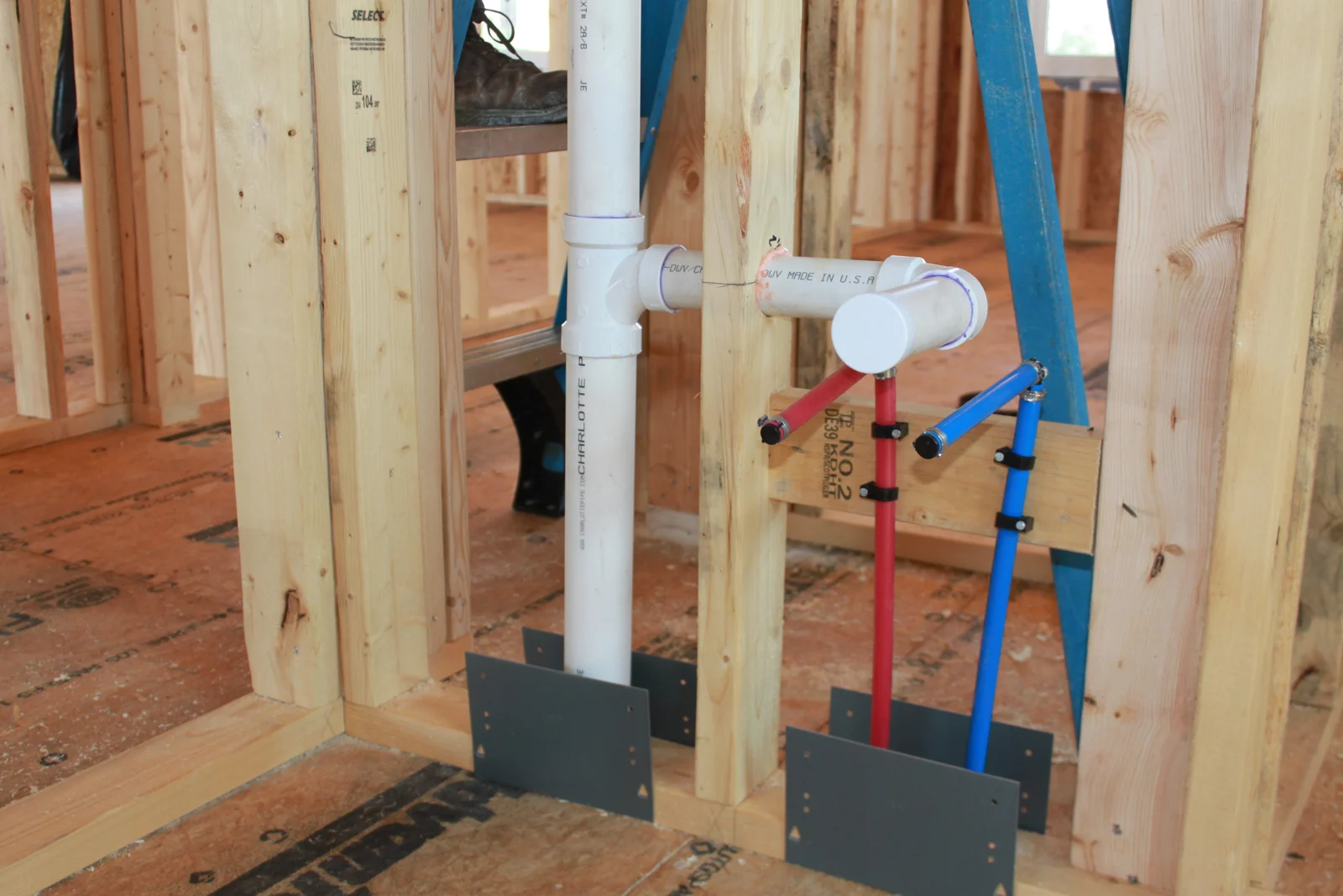 Supply and drain connections during rough-in